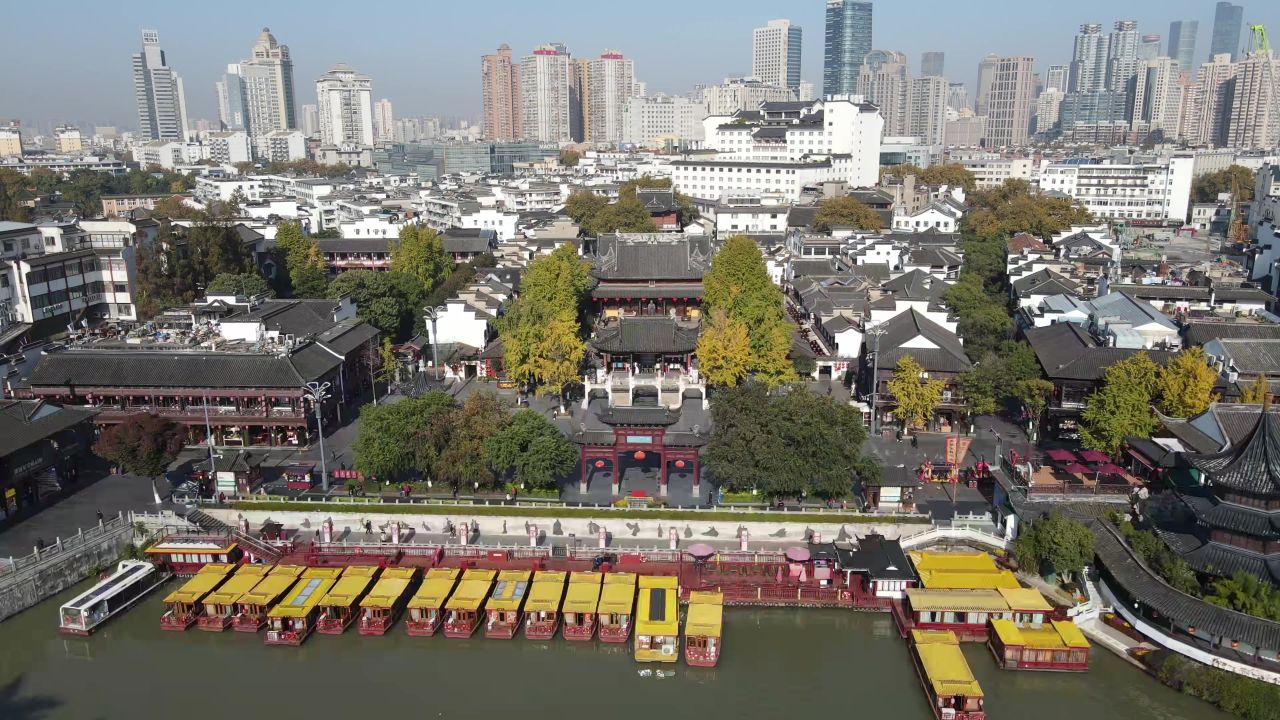 江苏南京夫子庙5A景区航拍