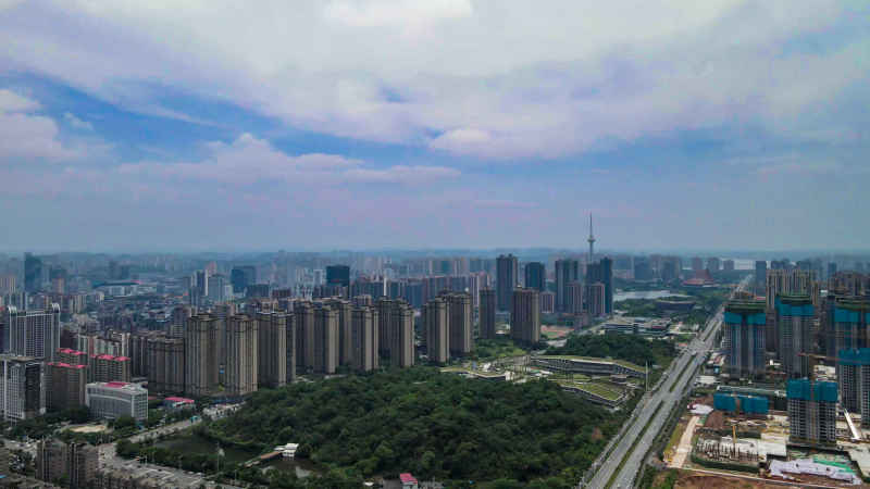 湖南株洲城市风光航拍 
