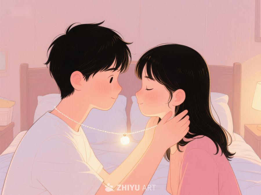 温馨时刻：男孩为女孩戴上项链 749