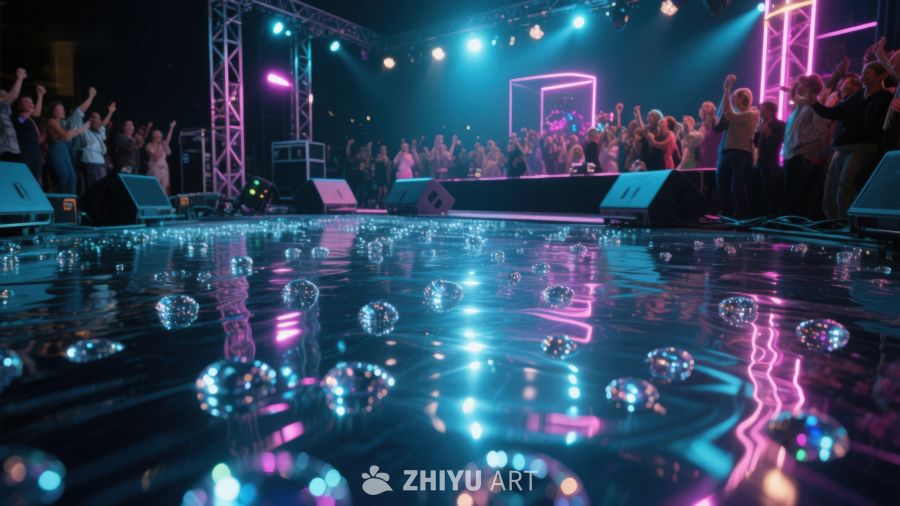 舞台灯光下的泡泡与观众 761