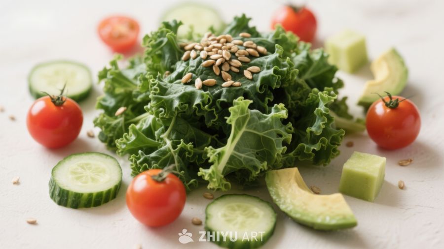 新鲜蔬菜沙拉食材摆拍
