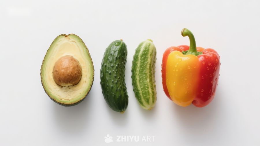 新鲜蔬果排列展示