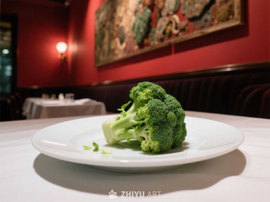 盘中西兰花，餐厅环境优雅 283