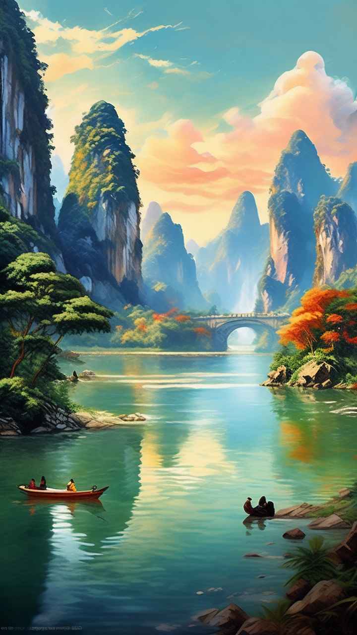 插画风格 桂林山水 9