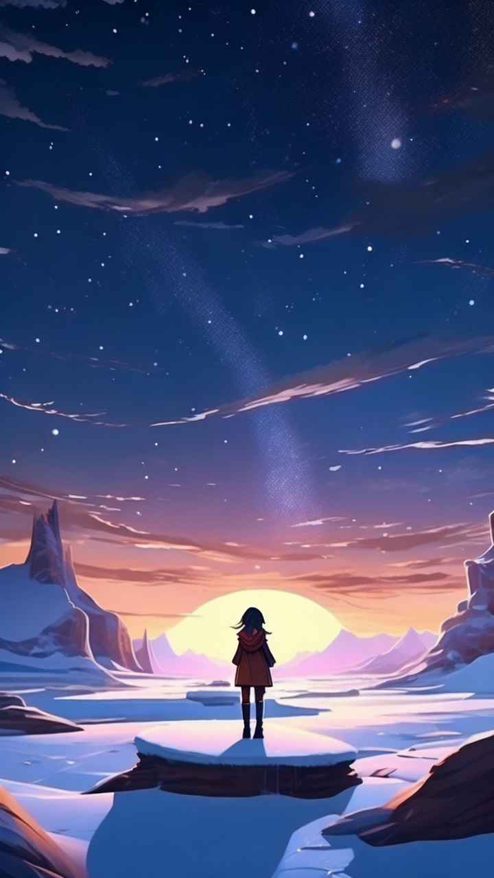 仙境广角冬日沙漠插画雪景 1