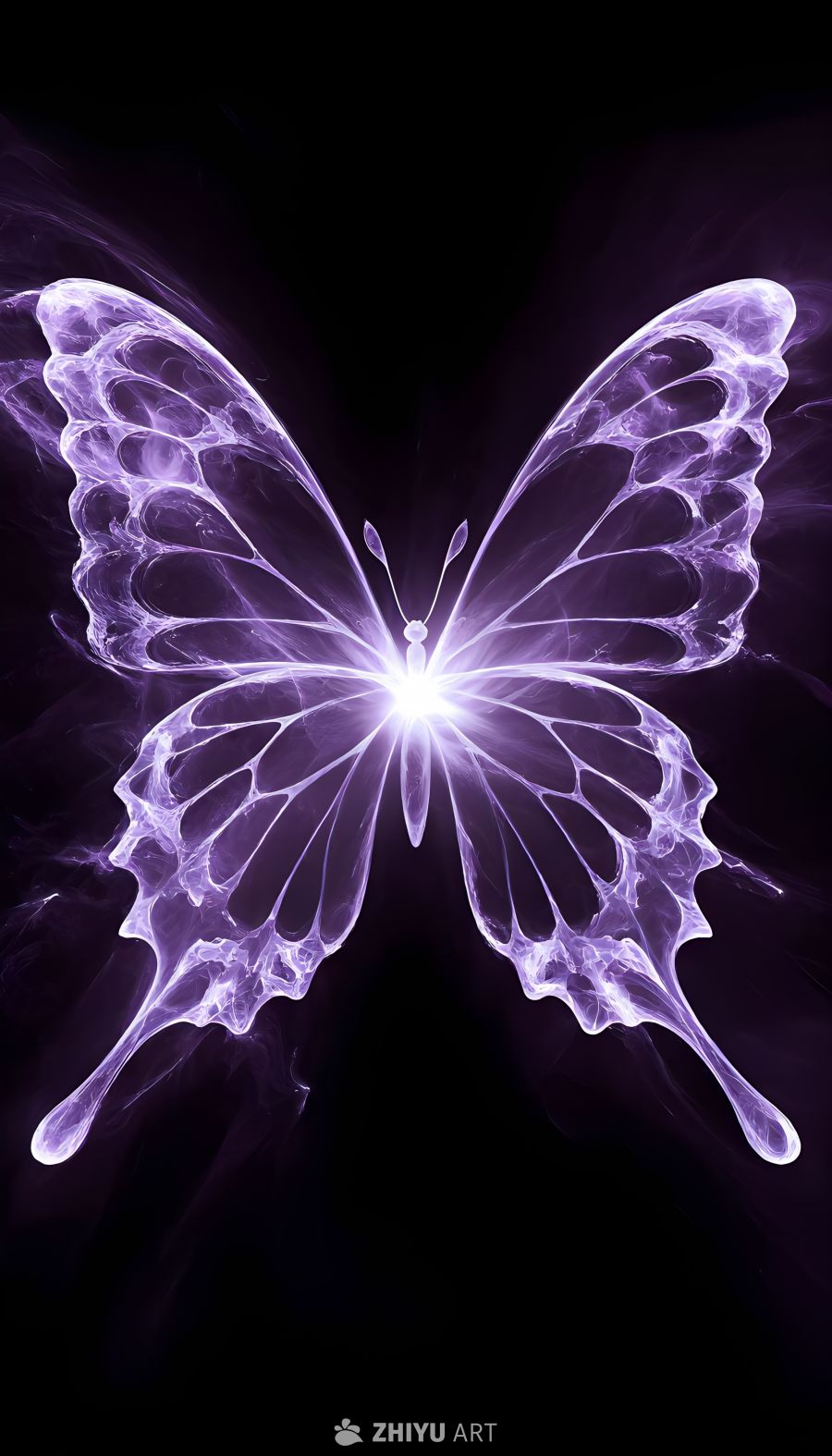 梦幻霓虹紫蝴蝶 未来科技感发光装饰元素 7