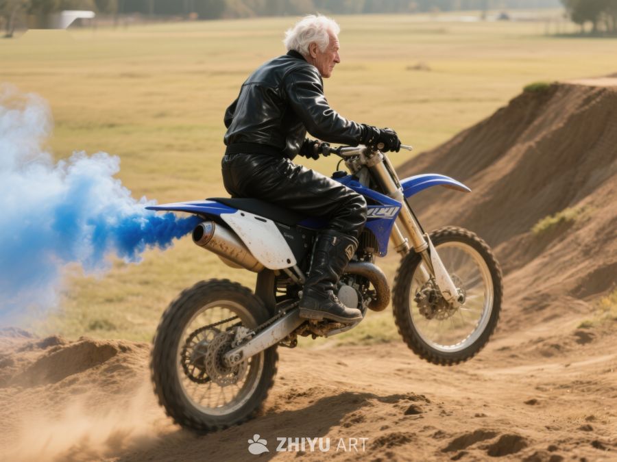 骑手驾驶越野摩托车穿越沙地 666