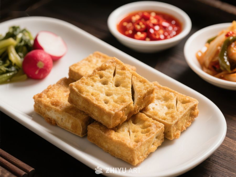金黄酥脆的炸豆腐配小菜 484