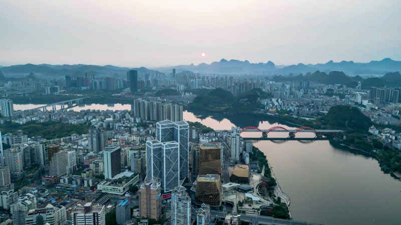 广西柳州城市风光航拍摄影图