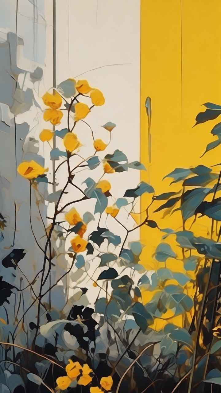植物抽象黄色静态插画 18