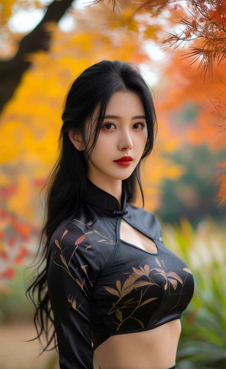 秋天美女户外摄影图 2