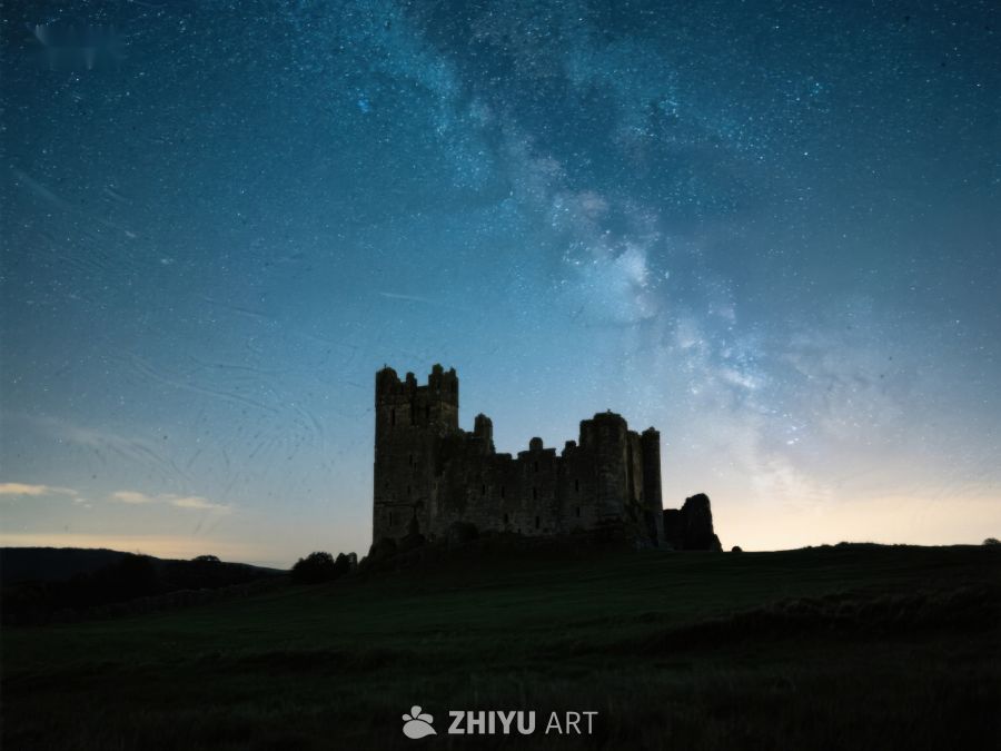 星空下的古老城堡剪影 170