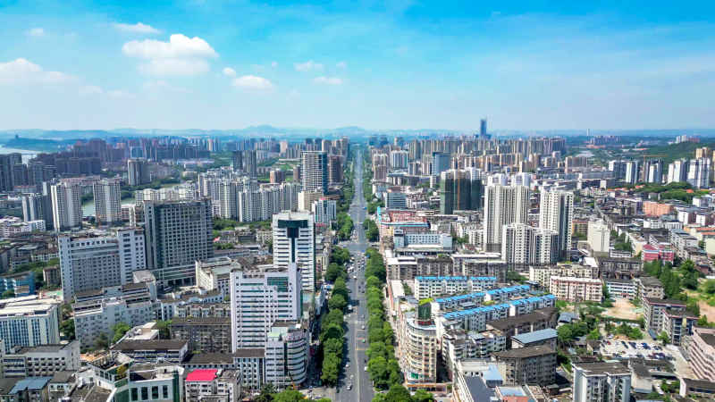 江西吉安城市风光旅游景区航拍图