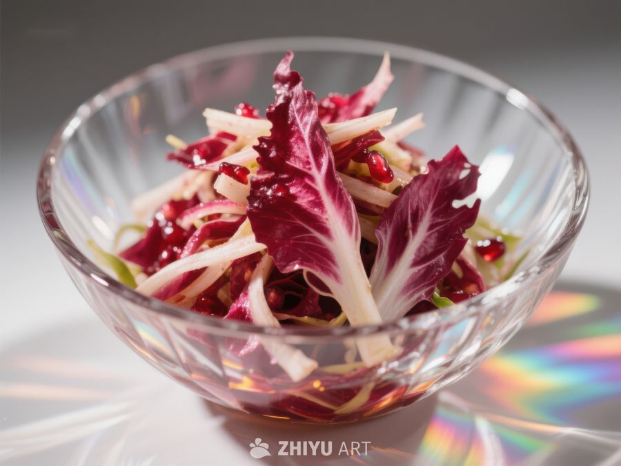 玻璃碗中的红叶生菜沙拉 49