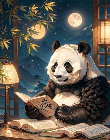 正在看书的熊猫