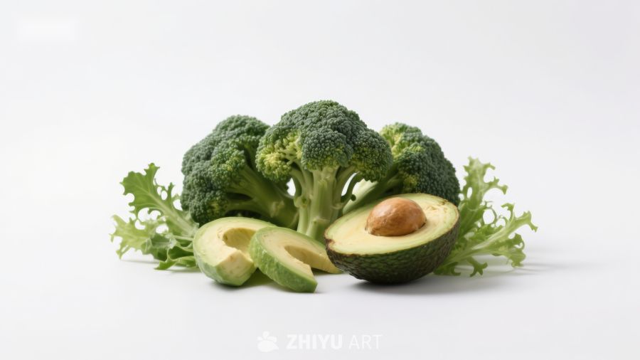 西兰花与牛油果静物摆拍