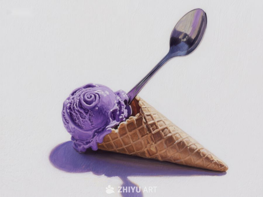 紫色冰淇淋与勺子 1424