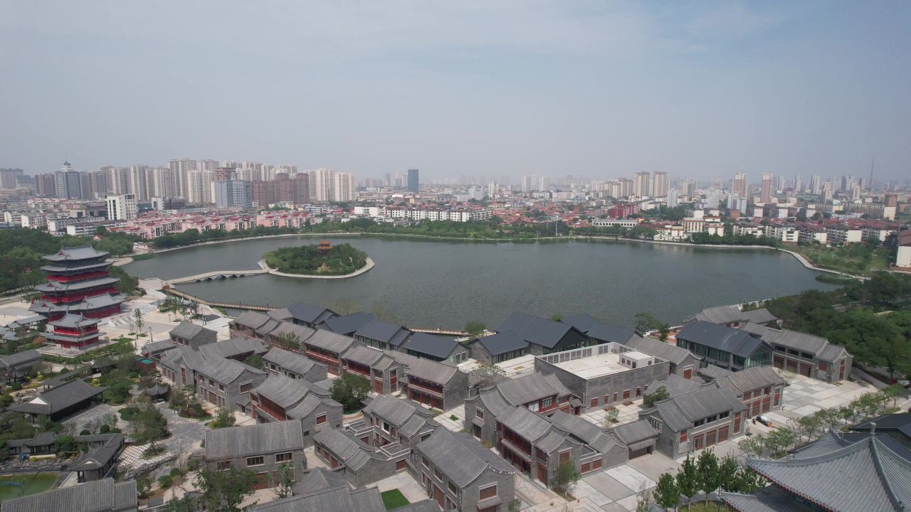 河北沧州城市风光地标建筑航拍  