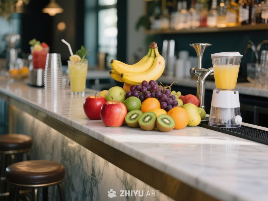 吧台上的新鲜水果与饮品 8