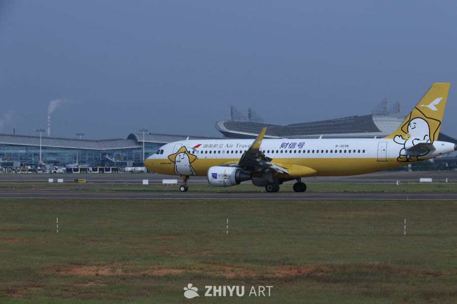 湖南航空卡通涂装飞机在机场