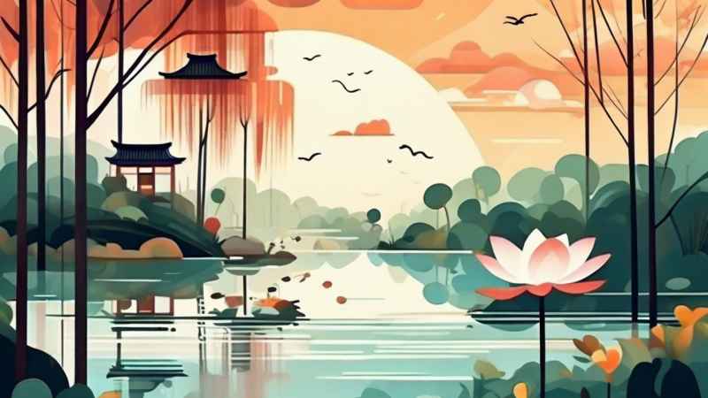 国风水墨山水画简约风格插画 31