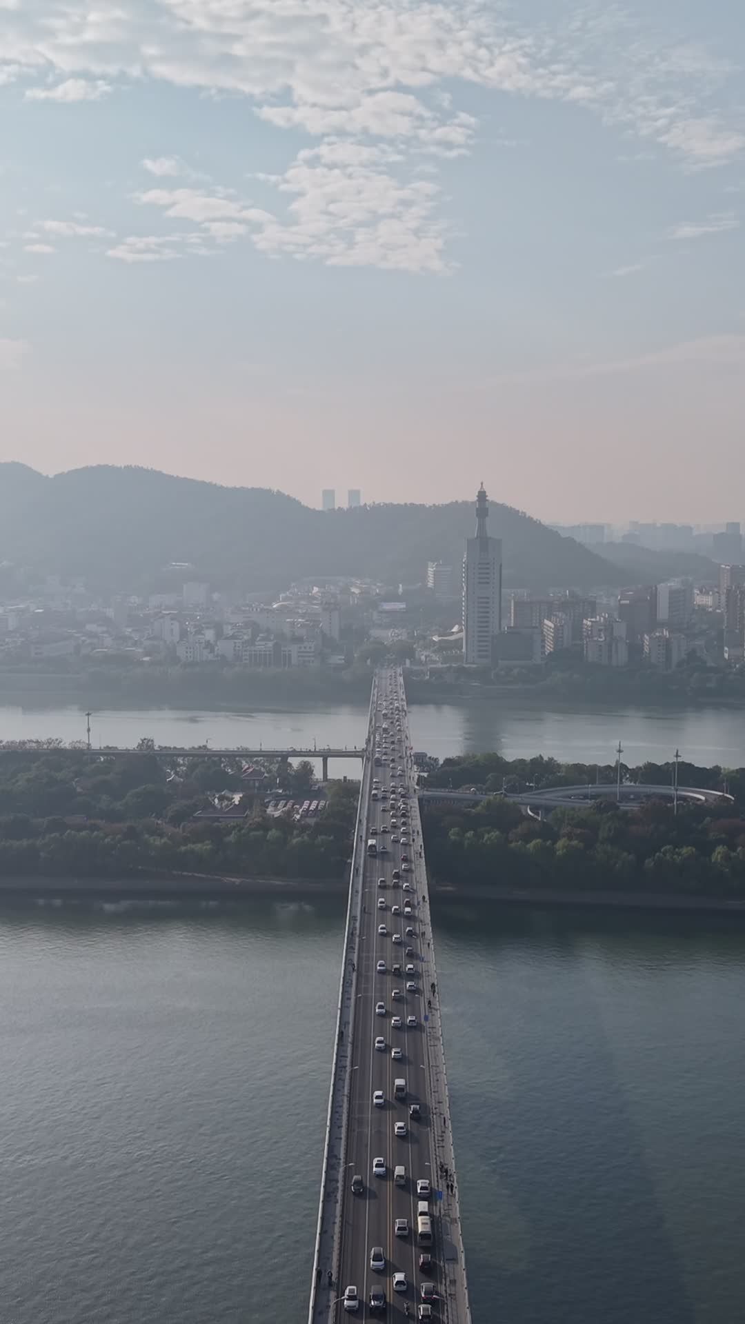 城市桥梁上的车流