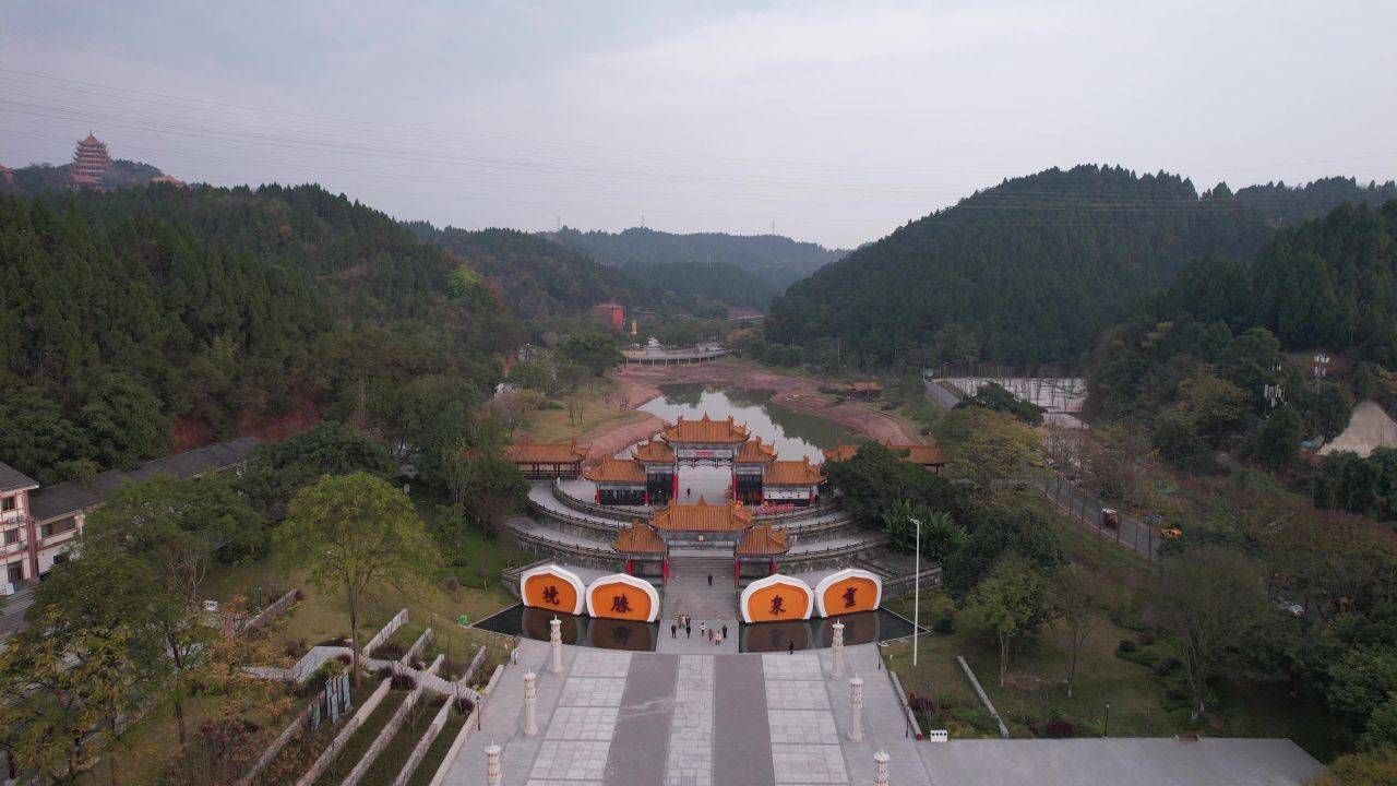 四川遂宁观音故里灵泉寺航拍