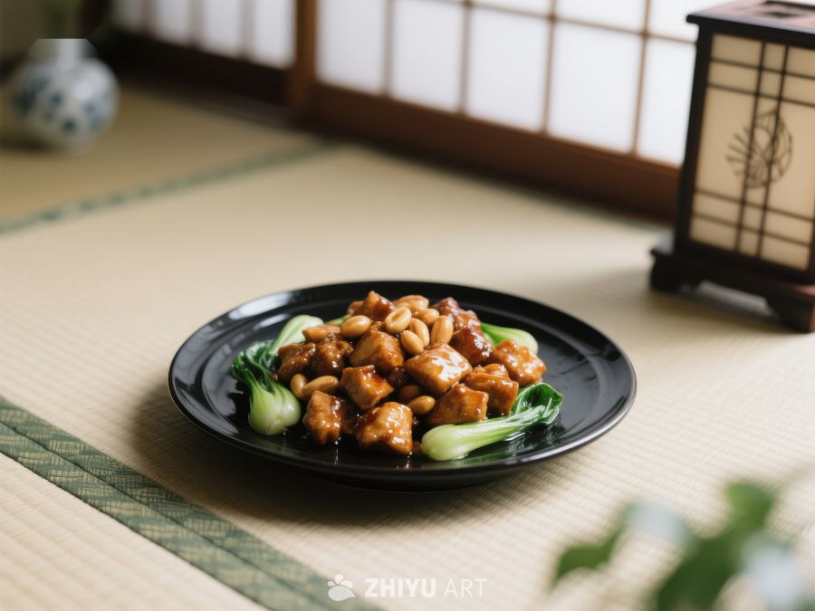 中式美食：宫保鸡丁配青菜 1166