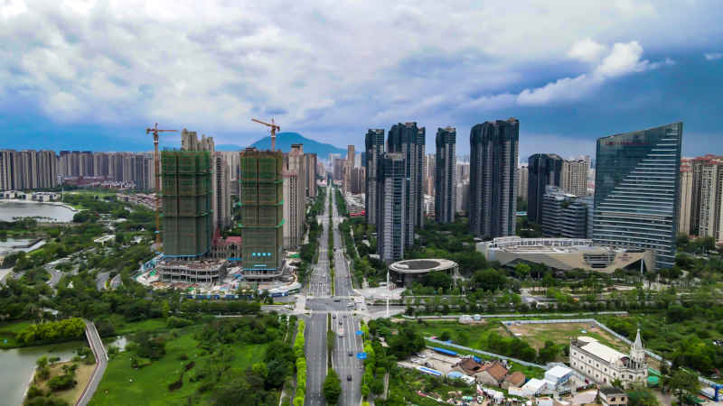 福建漳州城市风光航拍图 