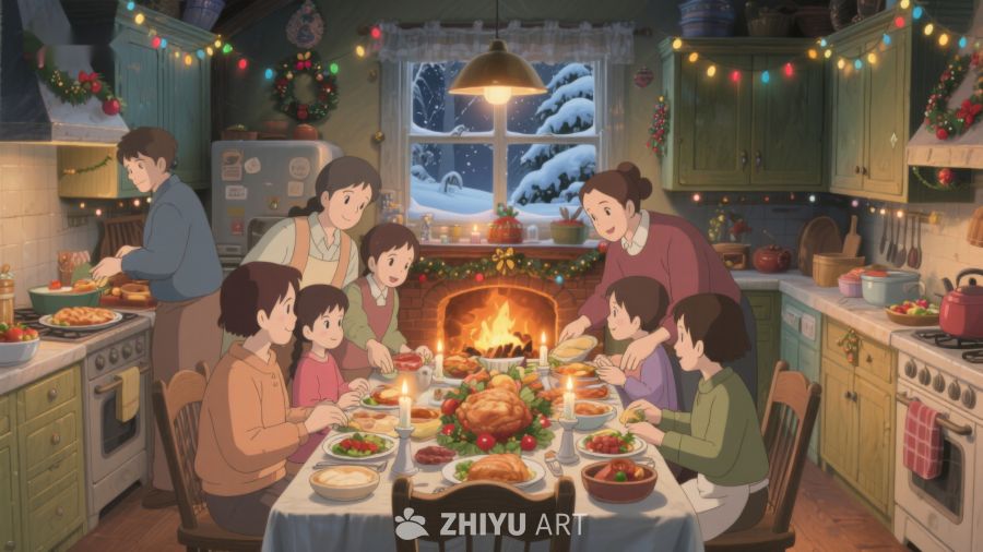 温馨家庭共度节日晚餐 246