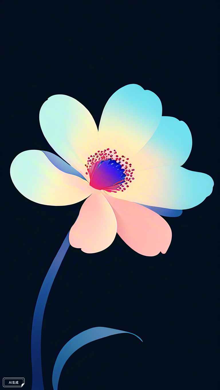 一朵桃花渐变色唯美简约高清 5