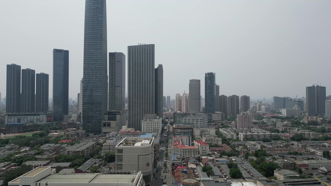 航拍天津金街商业街