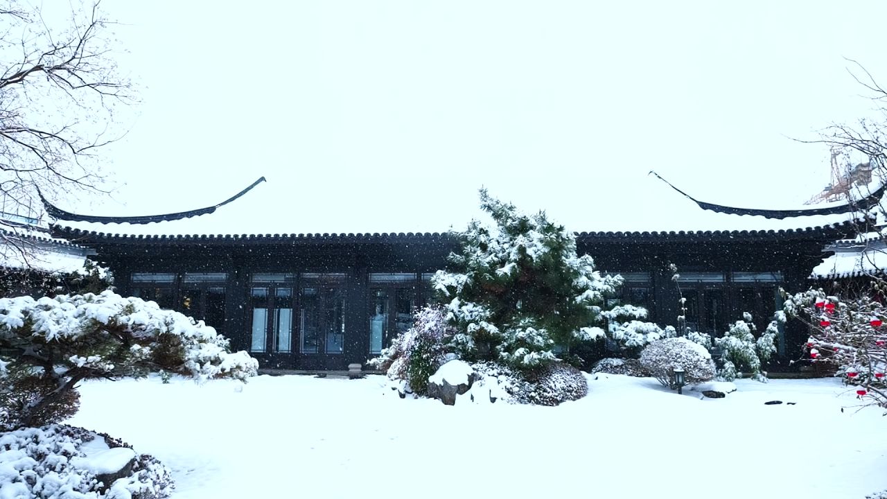 中式园林雪景 园林雪景 江南雪景 7