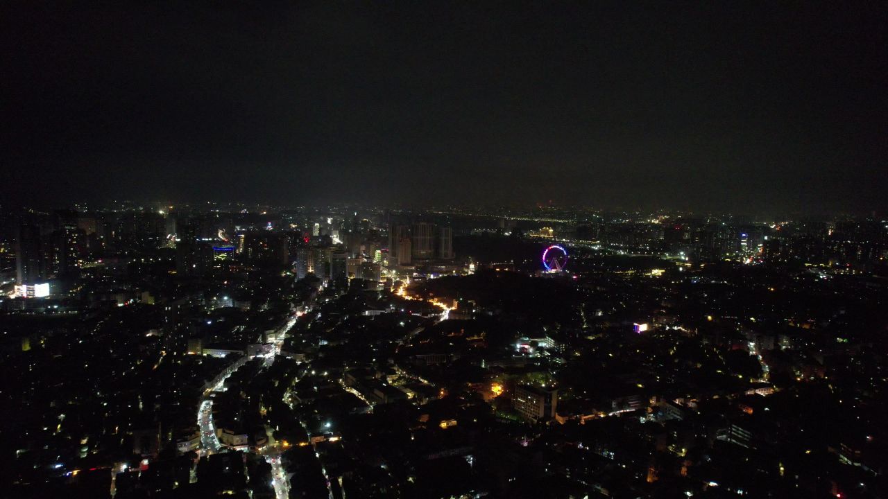广东中山市城市夜景灯光