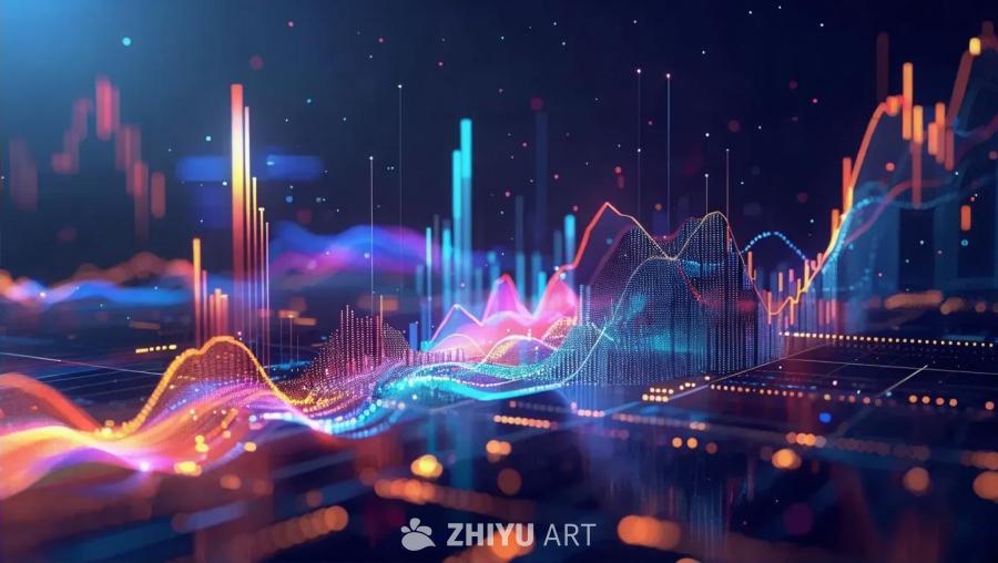 动态变化的图表，数据流向机器学习模型，并呈现预测结