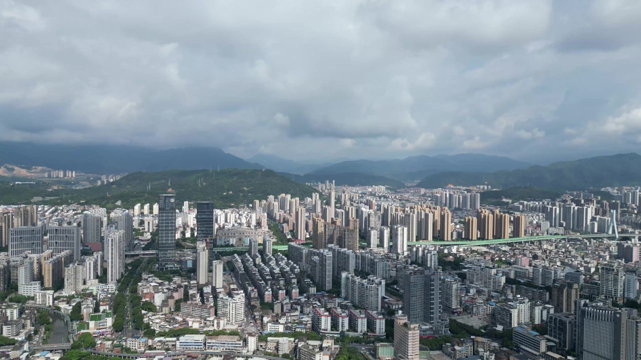  航拍福建龙岩城市大景