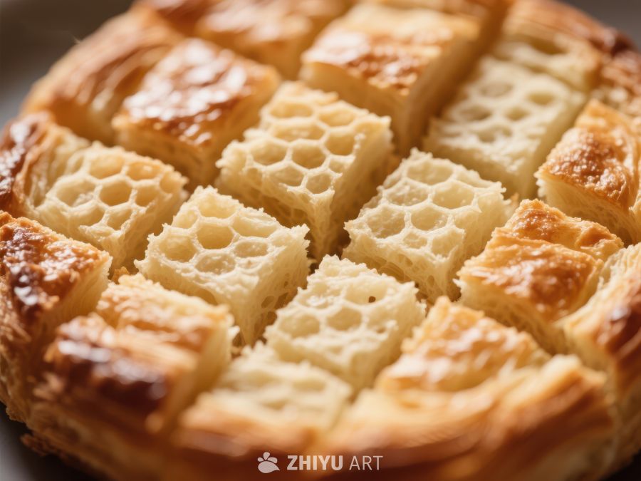 金黄酥脆的蜂巢糕点