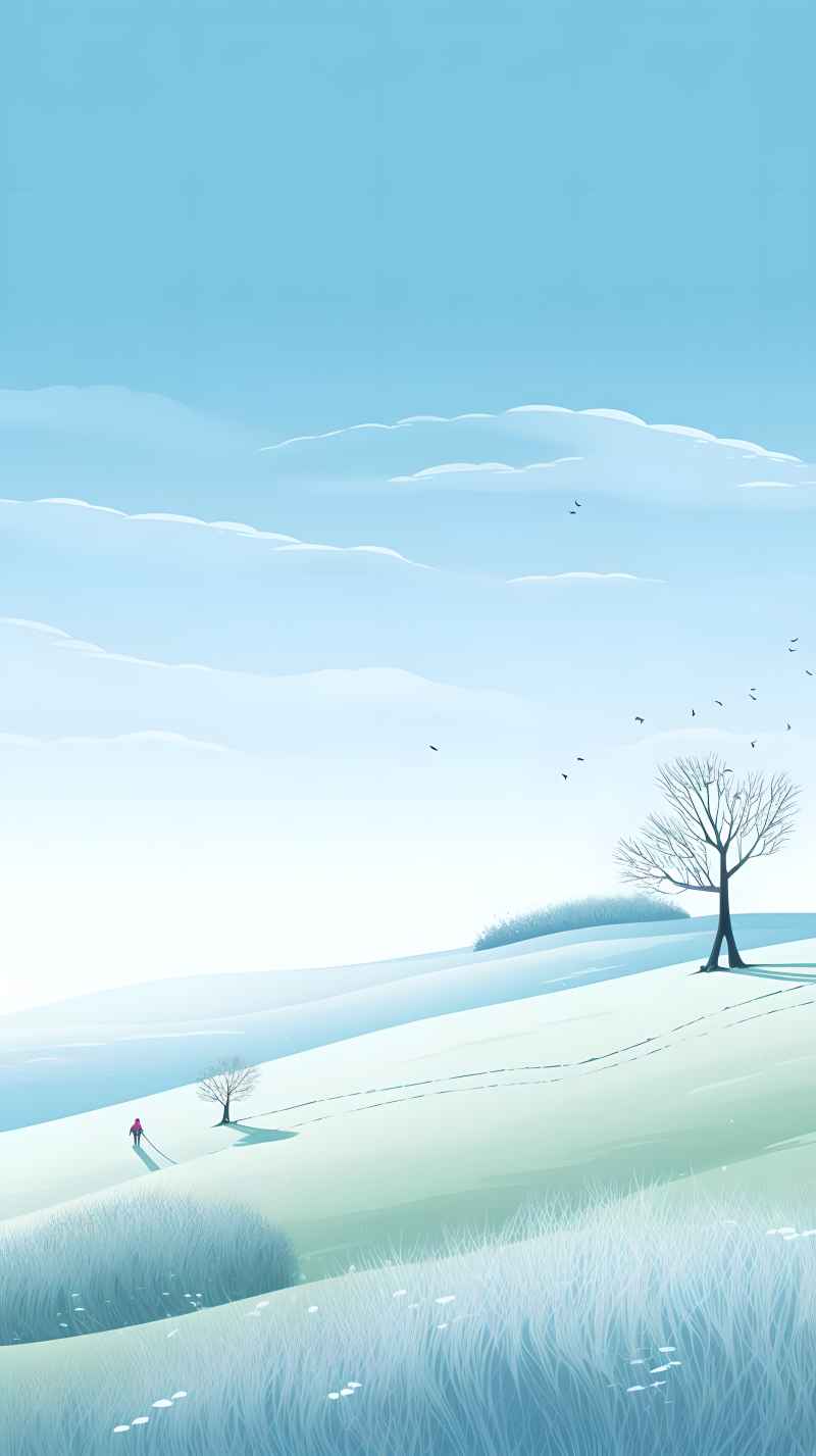 冬季唯美创意背景插画图 18