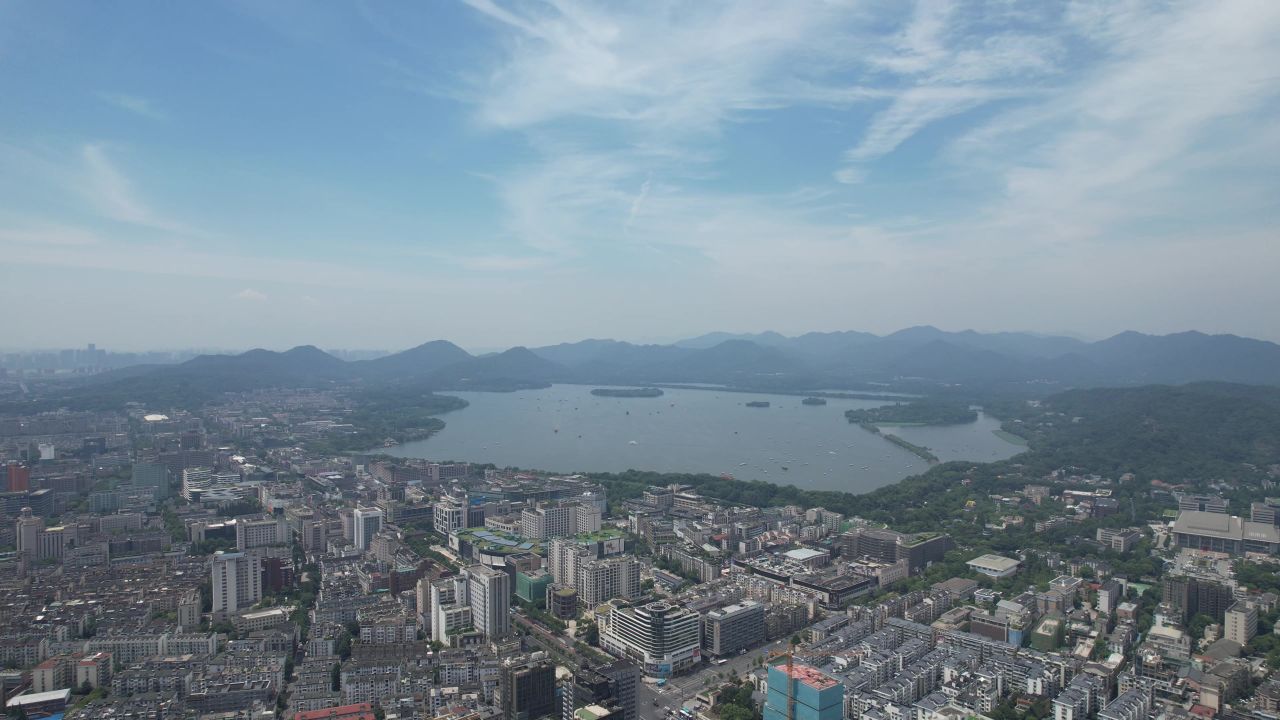 浙江杭州城市大景航拍