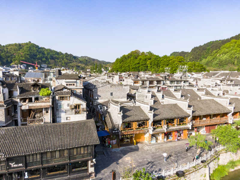 湖南湘西凤凰古城航拍