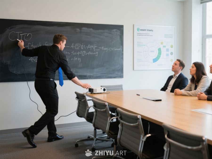 会议室中进行黑板讲解的场景 133