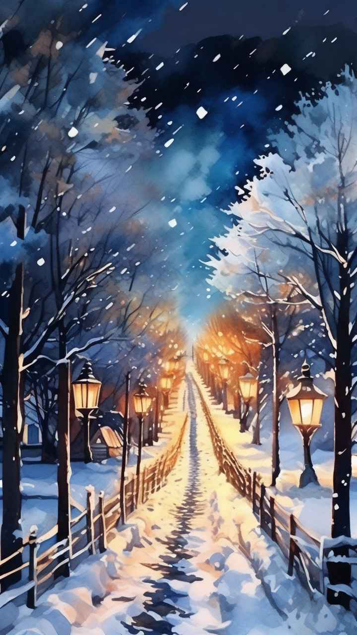 冬季插画美景图 34