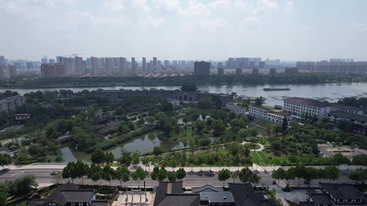 江苏宿迁城市风光地标建筑航拍 