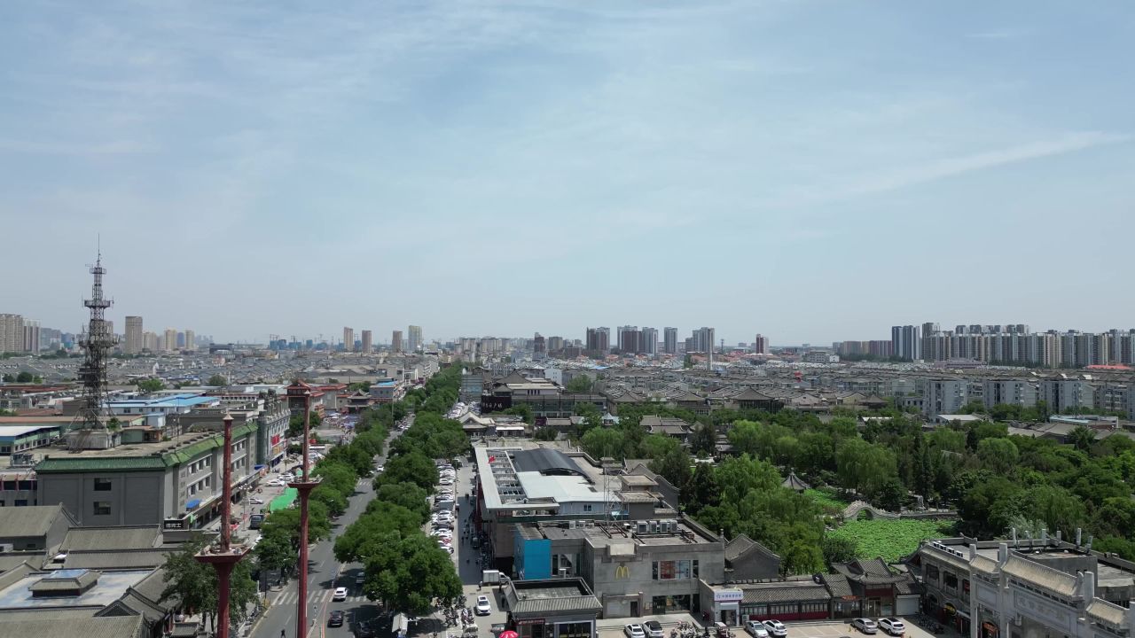 航拍河北保定城市风光