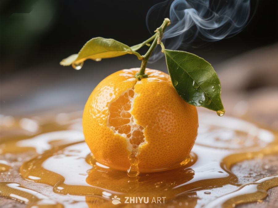新鲜柑橘剥开瞬间，蒸汽袅袅 590