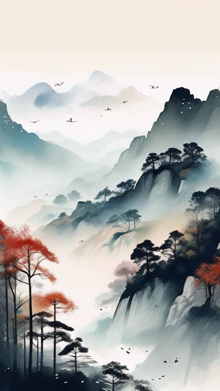 国风山水画背景插画 18