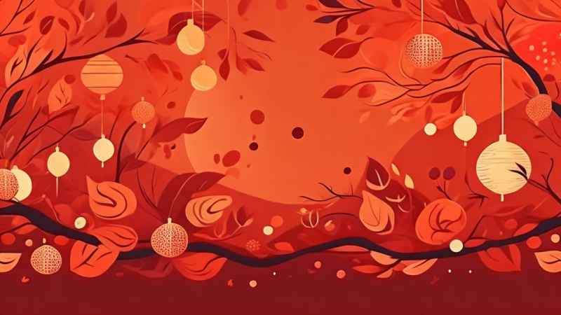 春节窗花简约插画背景 29