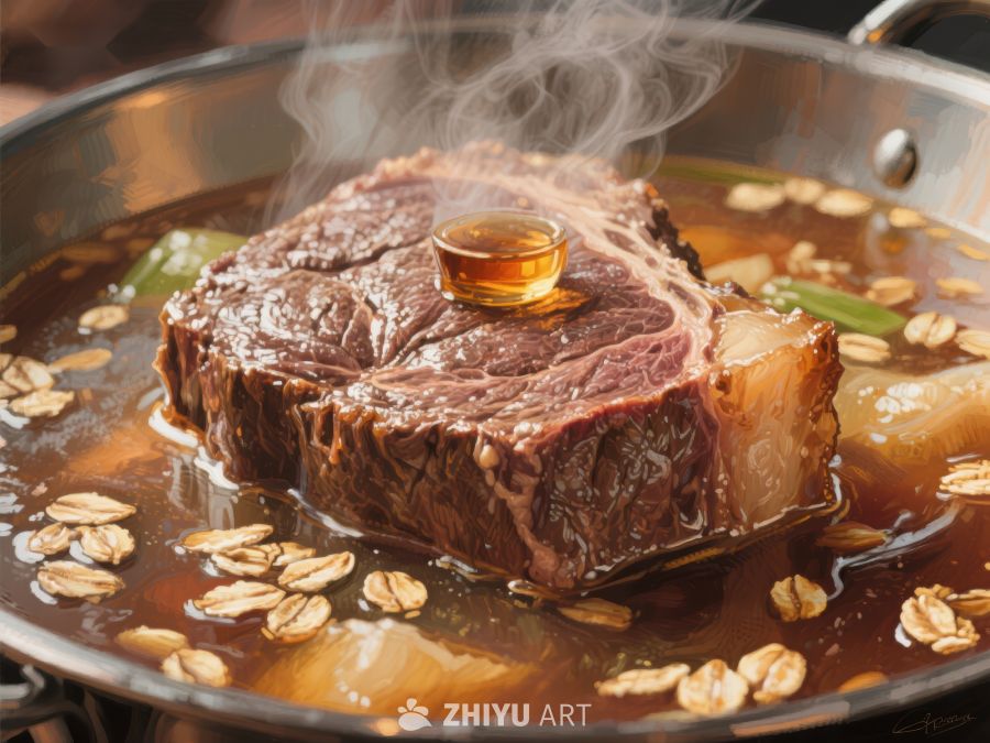 热气腾腾的牛肉炖煮特写 593