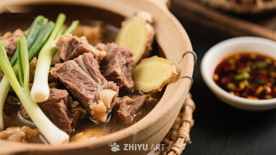 热气腾腾的牛肉炖锅