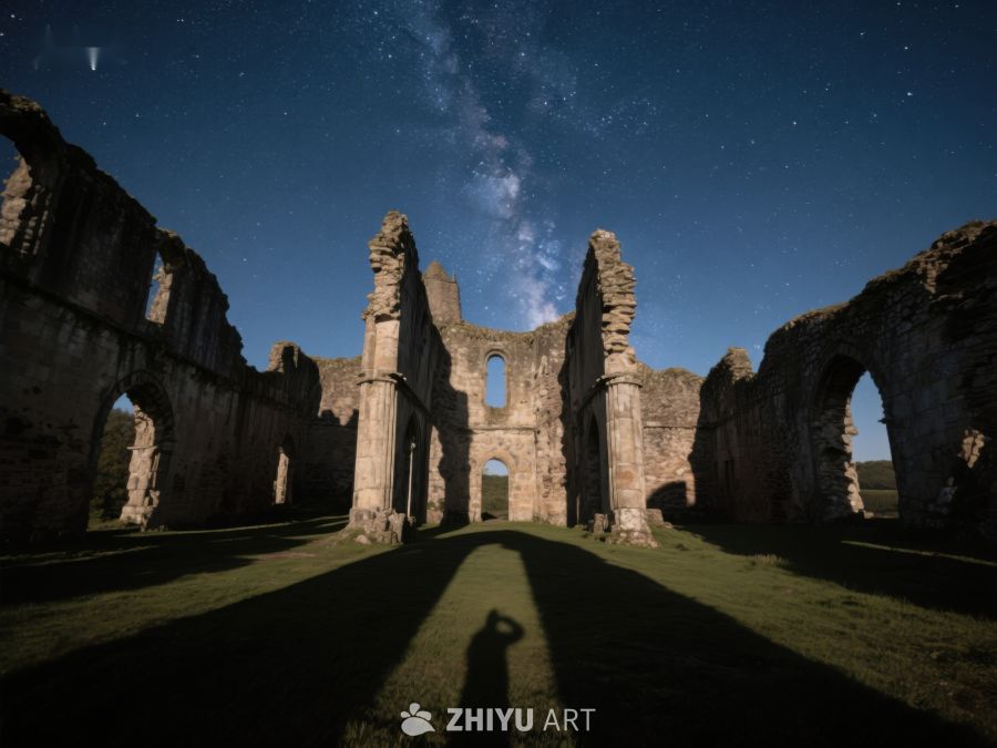 夜空下的古老废墟 319
